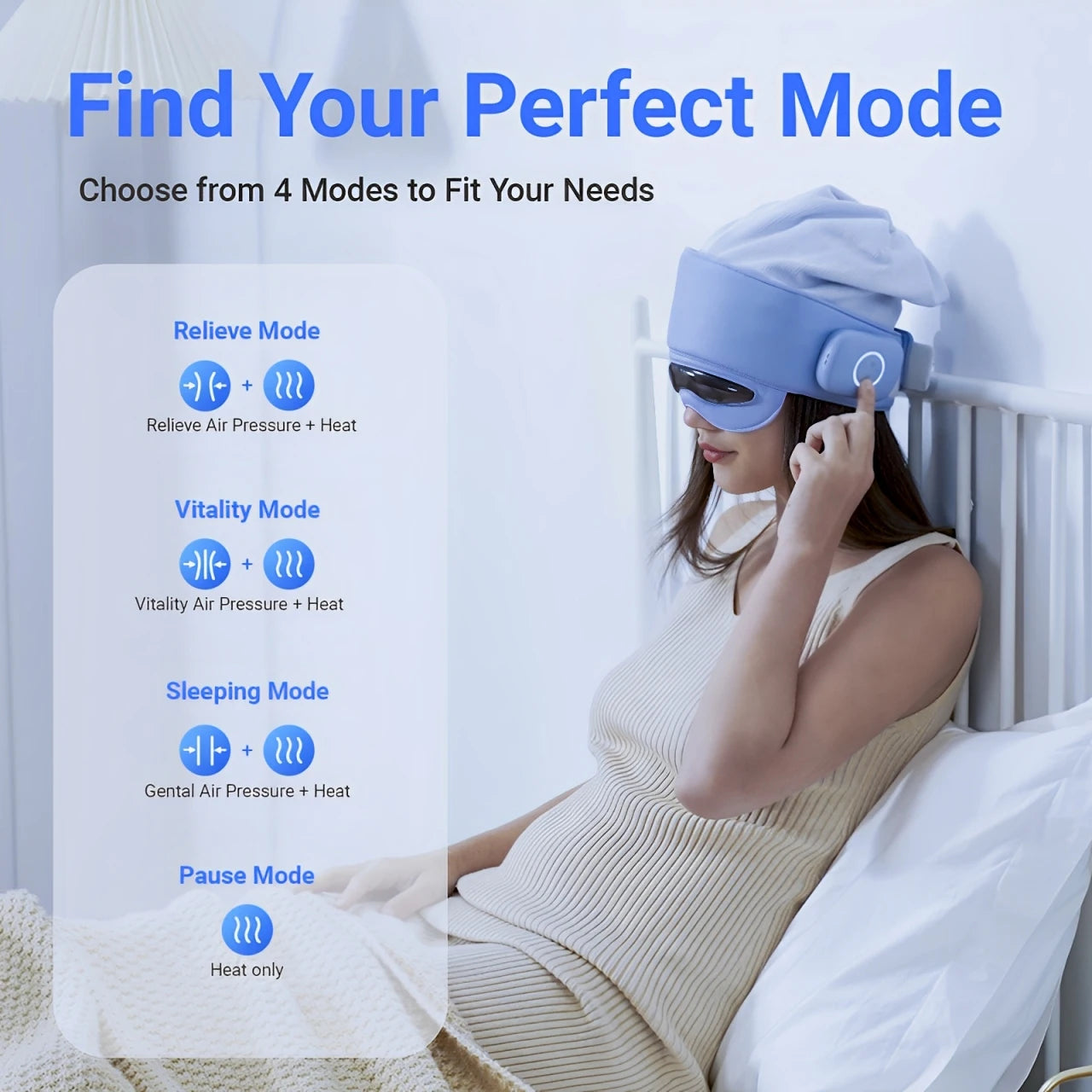 Head and Eye Massager for Fatigue/Stress Relief, Bluetooth-Capable