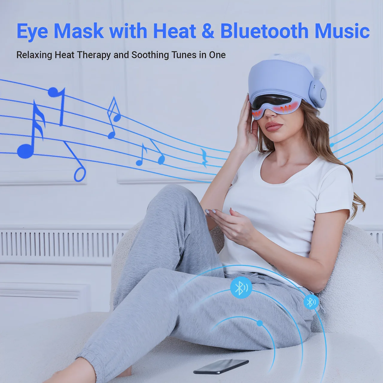 Head and Eye Massager for Fatigue/Stress Relief, Bluetooth-Capable