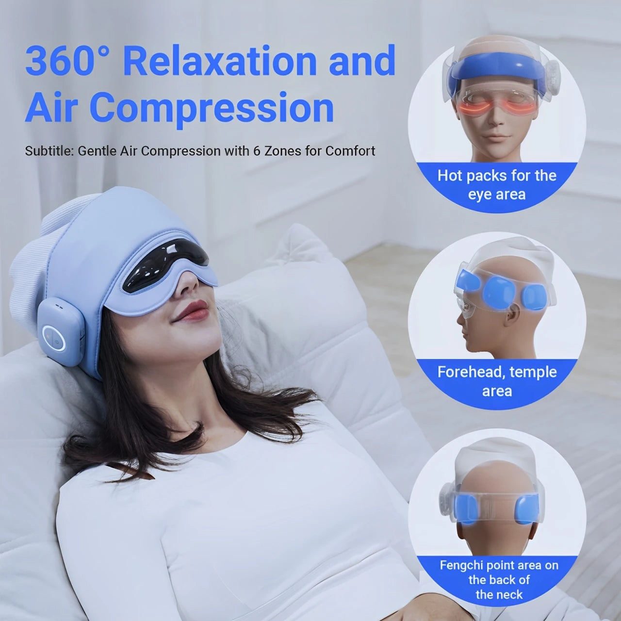 Head and Eye Massager for Fatigue/Stress Relief, Bluetooth-Capable