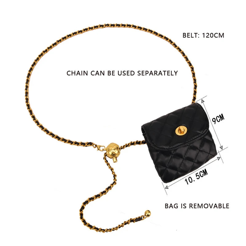 Women's Leather Belt Bag Adjustable Chain Purse